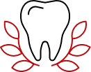 Animated tooth surrounded by garland